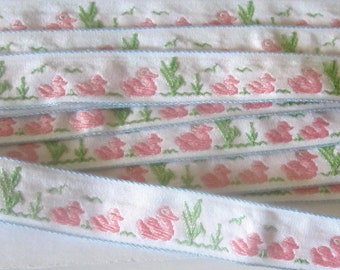 PINK DUCK FAMILY Jacquard Ribbon Trim 5/8"