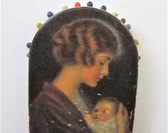 PRUDENTIAL INSURANCE ADVERTISING Promotional Give-a-Way Sewing Pin Case Advertising Mother & Baby Purse Size