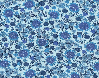 Vintage Blue Floral Fabric OVER 3 YARDS