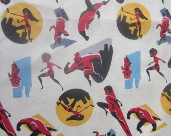 INCREDIBLES Superheroes Cotton Fabric 1 Yard