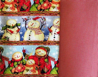 Holiday Fabrics MODA Red Checks & Snowmen with Red Cardinals
