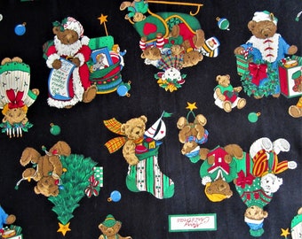 CHRISTMAS BEARS Cotton Fabric 1+ Yard