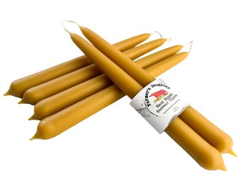 6 met de hand gedompelde PURE BIJENWAS TAPERS - 3 paar conussets gemaakt van pure bijenwas