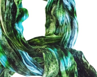 Green velvet scarf, blue velvet scarf, green winter scarf, trending now, green boho scarf, wife scarf, girlfriend scarf, trendy boho scarf