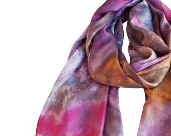 Womens scarves, purple silk scarf, brown scarf, silk scarf, purple scarf, earth tone scarf, easter gifts adults, lightweight silk wrap, gift