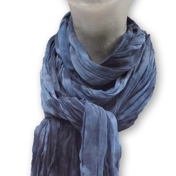 Womens silk scarves, womens scarves, grey crinkle chiffon scarf, blue scarf, black scarf, gray scarf, silk chiffon scarf, silk scarf black