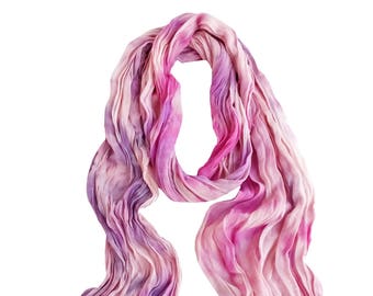 Blush scarf, trending now, pink crinkle scarf, pink silk scarf, trendy boho scarf, bestfriend gift, wife scarf gift, girlfriend scarf