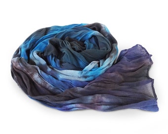 LONG SILK CRINKLE CHIFFON SCARF PALATIAL PASTELS