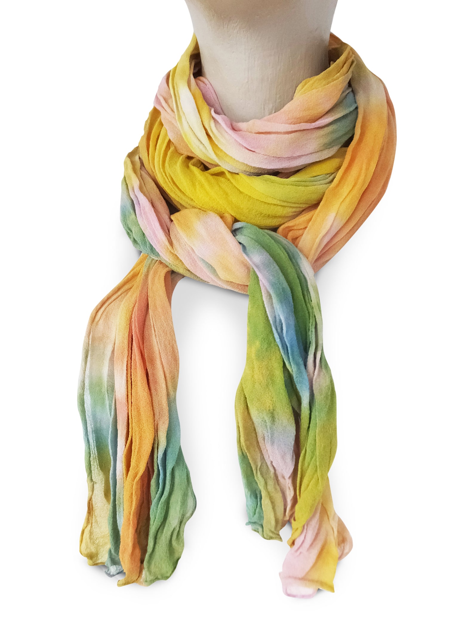 Womens Scarves, Pastel Scarf, Silk Scarf Pastels, Rainbow Pastel Scarf, Chiffon Scarf, Crinkle
