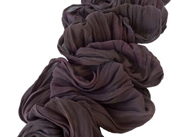 Brown silk scarf, brown scarves, brown chiffon scarf, womens scarves, brown crinkle scarf, trending now, brown scarf, crinkle chiffon scarf