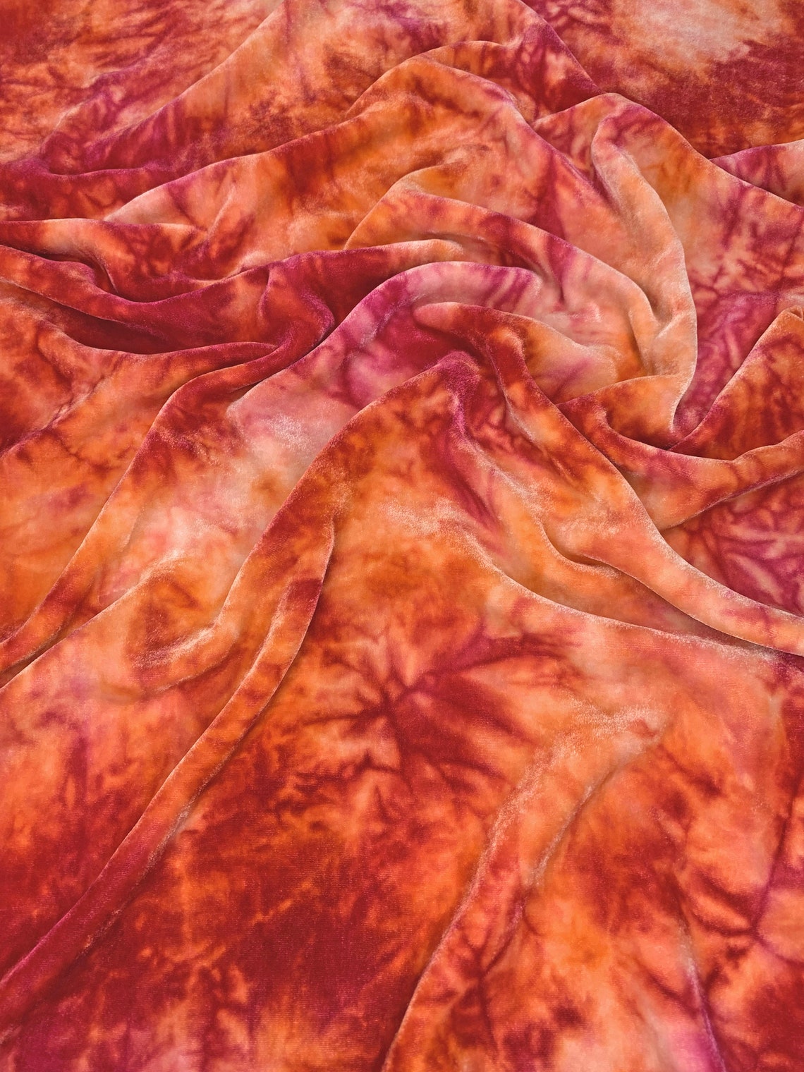 Tie Dye Velvet Hand Dyed Velvet Yardage Orange Velvet Etsy