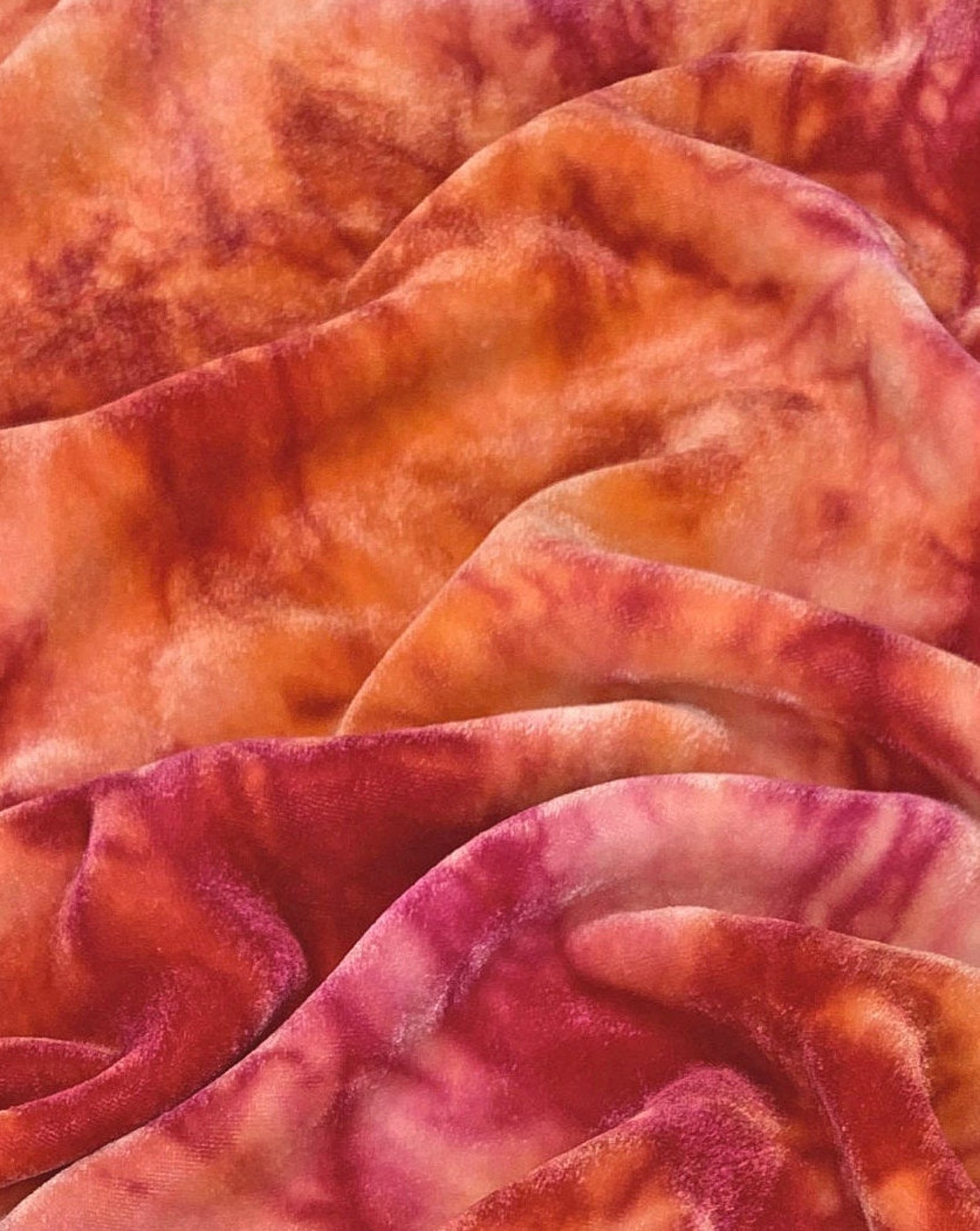 Tie Dye Velvet Hand Dyed Velvet Yardage Orange Velvet Etsy