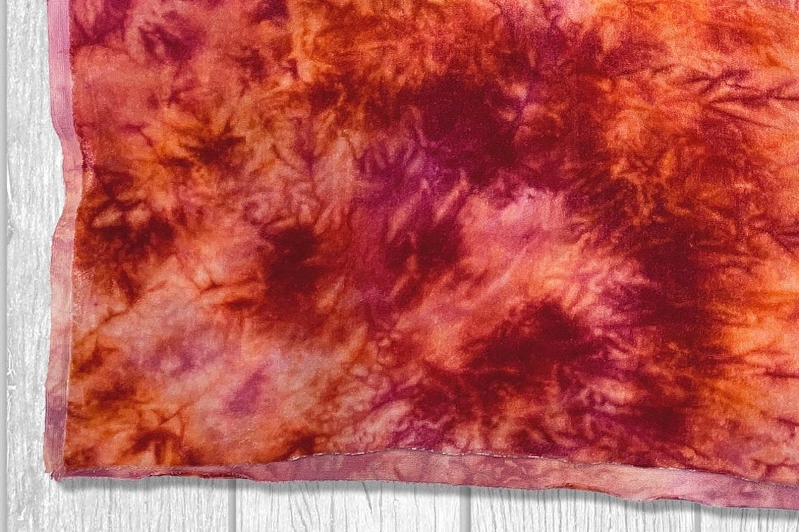 Tie Dye Velvet Hand Dyed Velvet Yardage Orange Velvet Etsy