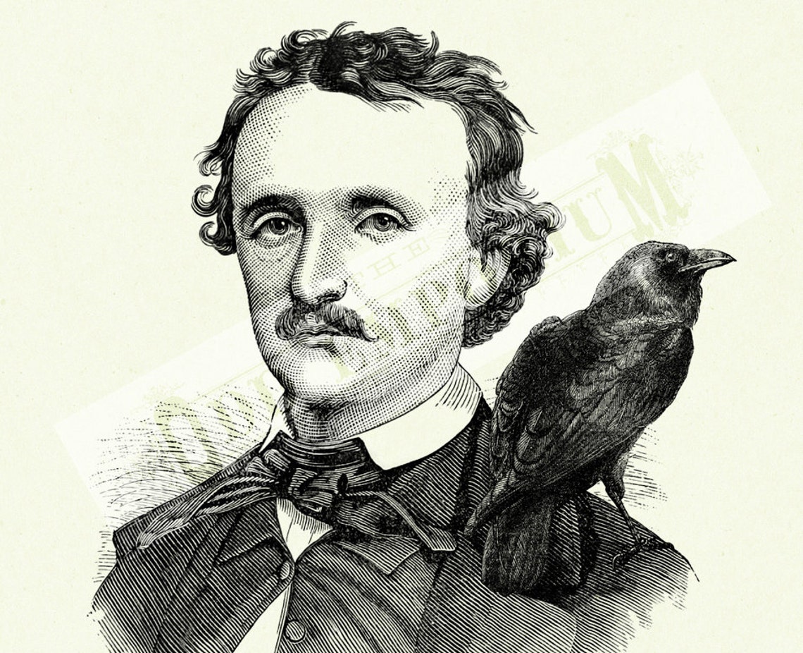 Dark Academia Halloween Edgar Allan Poe Raven Crow - Gothic Victorian ...