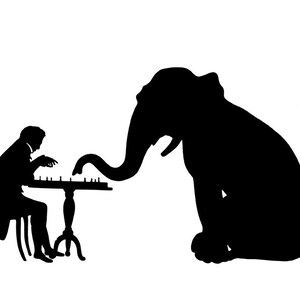 Mann Elefant Druck Schach Silhouette Kunstdruck Zirkus Gentleman Scherenschnitt Bild 2