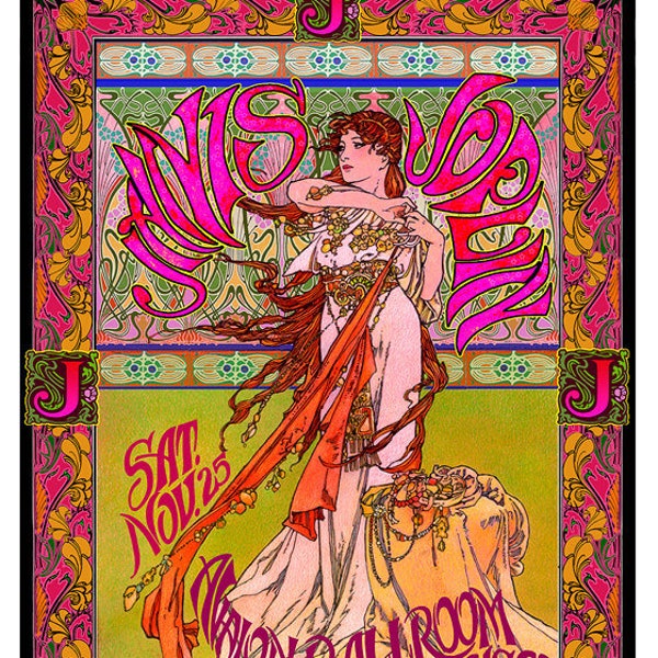 Janis Joplin art nouveau San Francisco concert poster