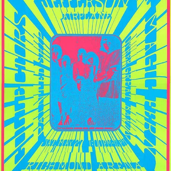 Jefferson Airplane Psychedelic 1960s rock and roll concert poster