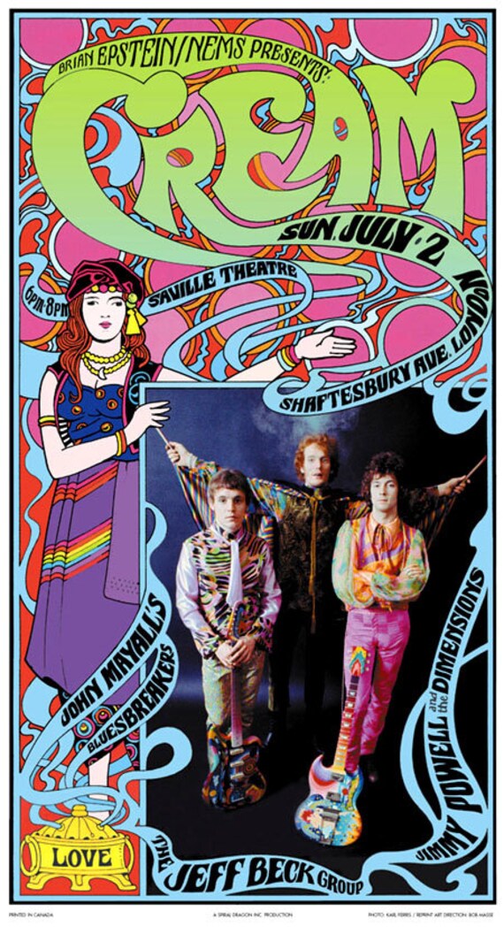 Psychedelic Cream at Saville Theatre London Concert Poster Etsy