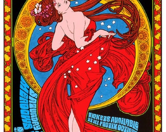 Bob Dylan & Paul Simon art nouveau psychedelic concert poster