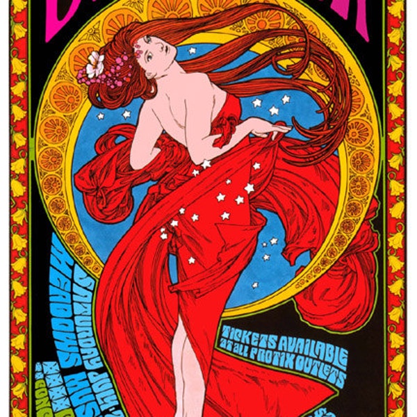 Bob Dylan & Paul Simon art nouveau psychedelic concert poster