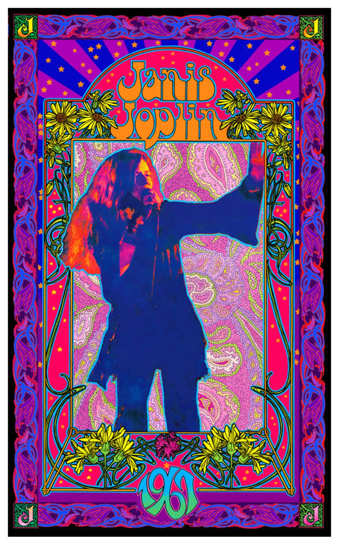 Janis Joplin Psychedelic Poster - Etsy Canada