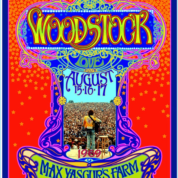 Woodstock psychédélique 45e affiche anniversaire