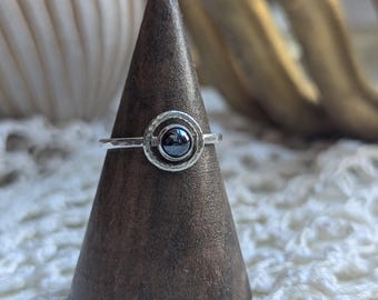 Mirrored Black Glass Orbit Ring