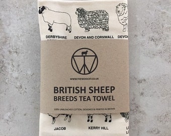 British sheep breed tea towel