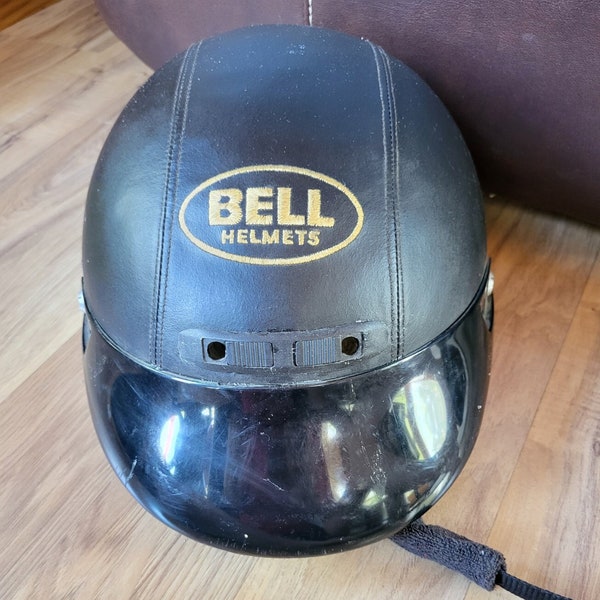 Vintage Bell Leather Wrapped Motorcycle Helmet Dot Italy
