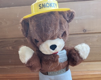 Vintage Ideal Smokey Ranger Prevent Forest Fires 14" Bear W/Hat, Belt & Badge
