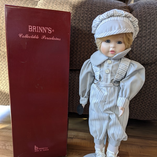 1988 Brinn's Collectible Porcelain Doll Michael With Certificate Of Authenticity