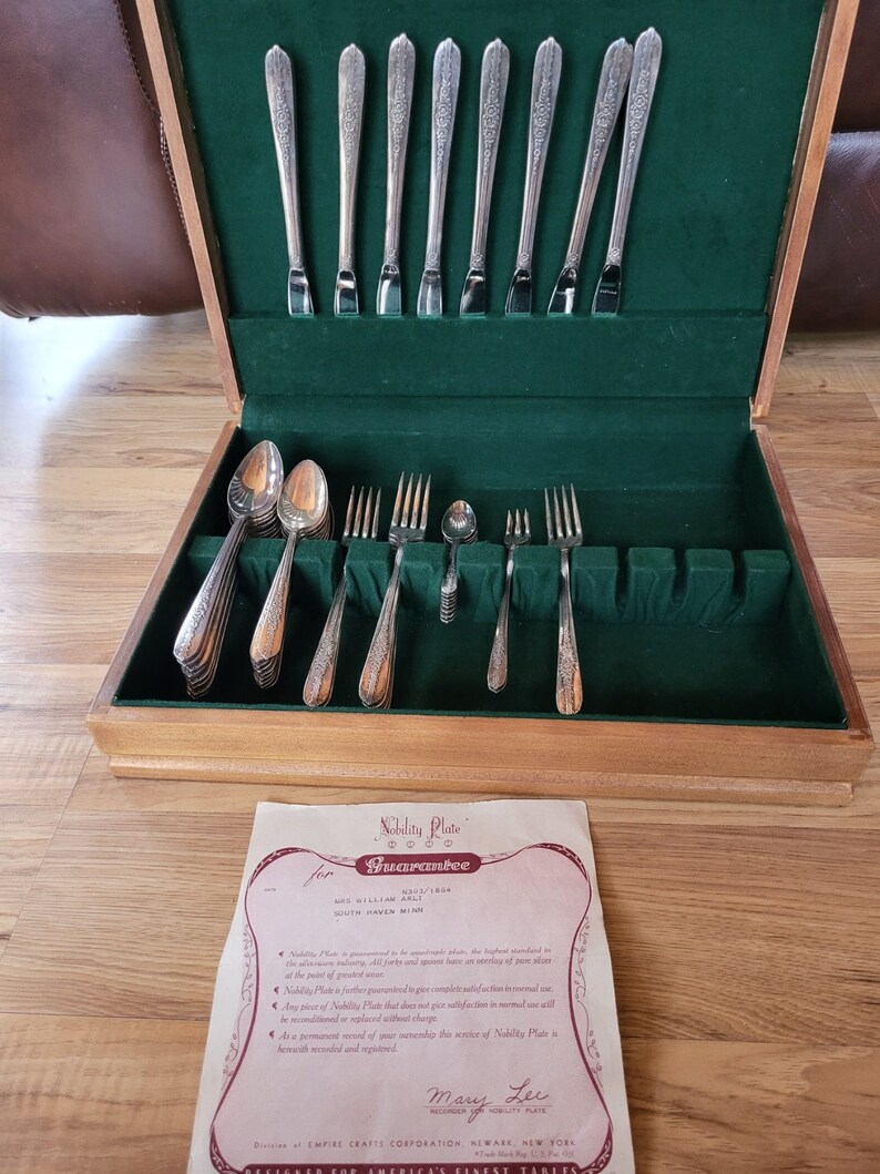 43 Piece Vintage Nobility Plate Silverware Flatware in Case Etsy