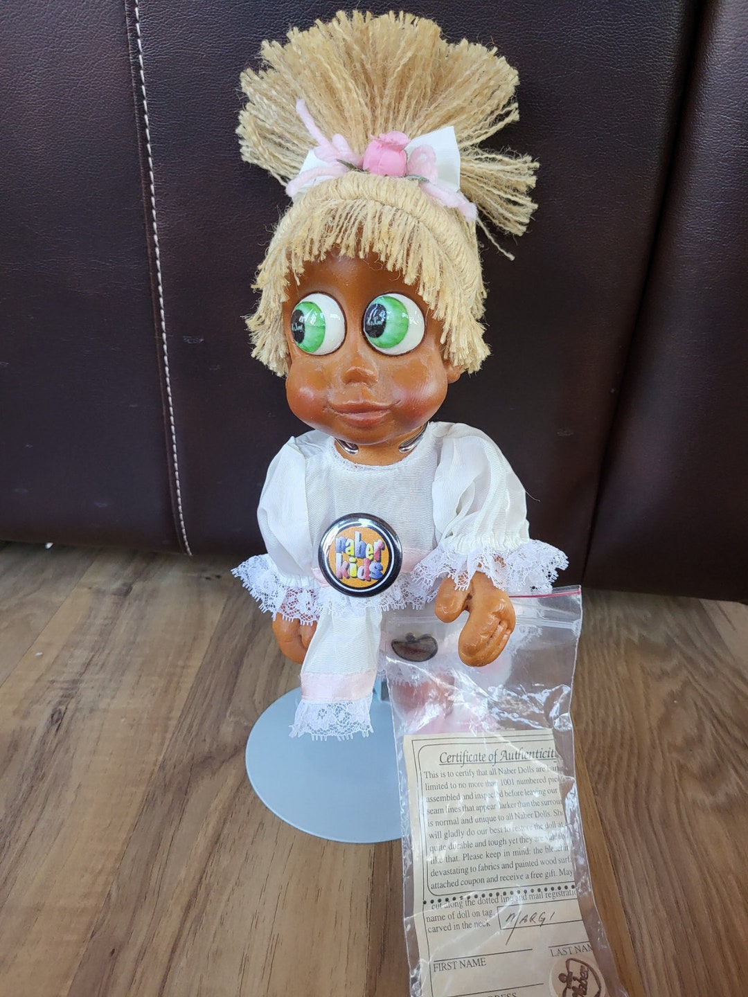 Vintage Naber Kids Margi Wooden Doll W/certificate of Authenticity 