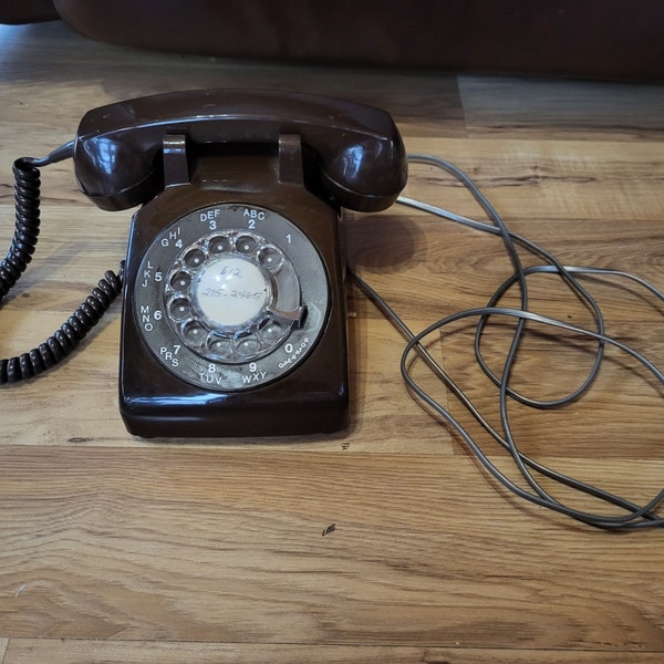 Vintage Northern Telecom Brown Rotary Desk Top Telephone