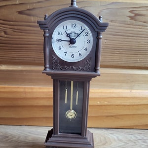 Vintage Fairhaven Quartz Plastic 9" Dollhouse Battery Operated Grandfather Clock - Works