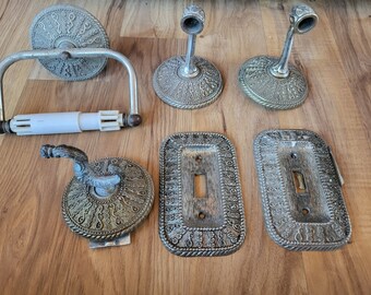 Vintage 1968 Amer Tack & Hdwe Co Brass Bathroom Accessories