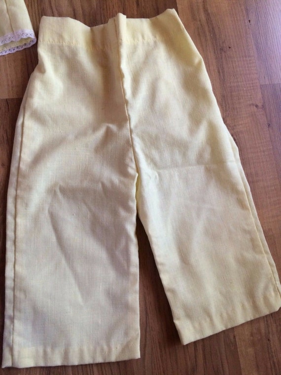 Vintage 12 Month Yellow Girls Shirt and Pants Set - image 4