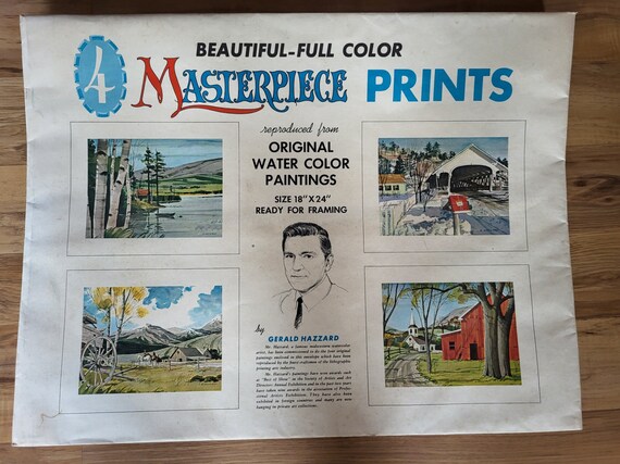 Vintage Reproduced Gerald Hazzard Water Color Paintings From