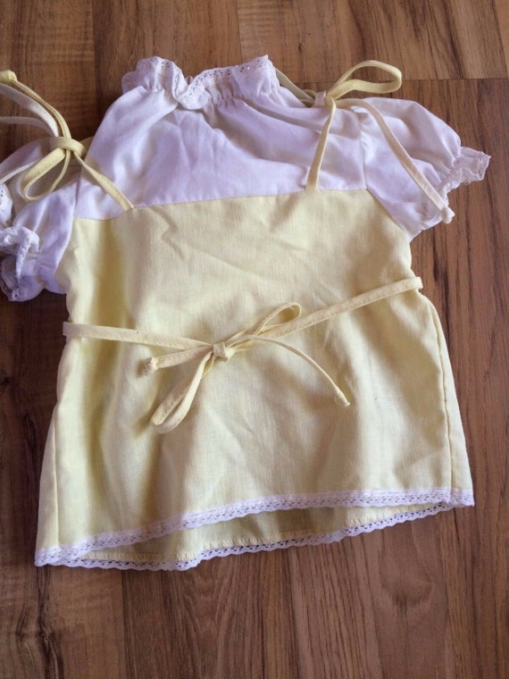 Vintage 12 Month Yellow Girls Shirt and Pants Set - image 3