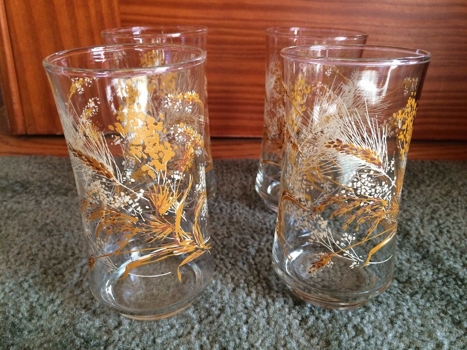 Libby Glass, Mid Century Glassware, Libby Golden Wheat, Ice Tea Glasses, Set  of 2, Libbey 