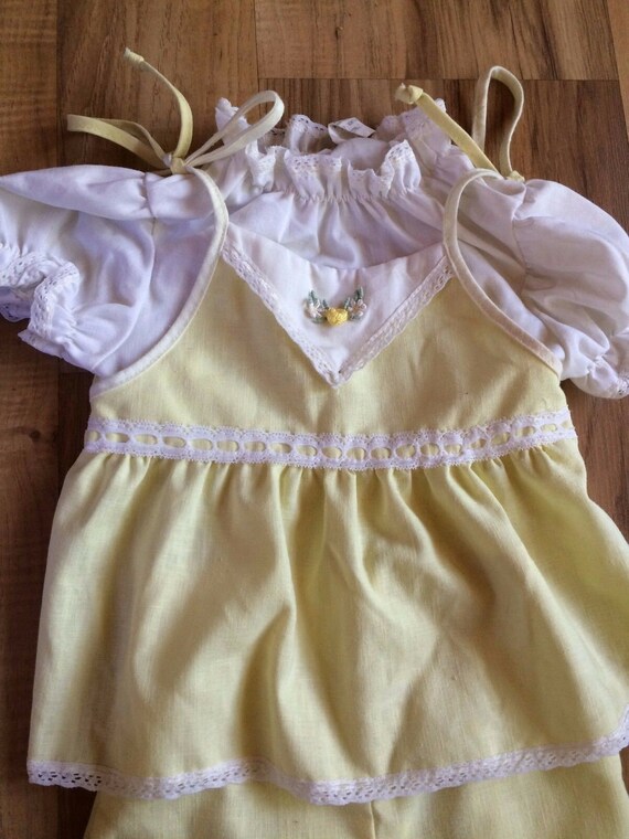 Vintage 12 Month Yellow Girls Shirt and Pants Set - image 2