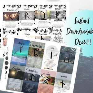 Deck téléchargeable runique nordique, cartes runiques imprimables, téléchargement instantané rune nordique, runes pour débutants,