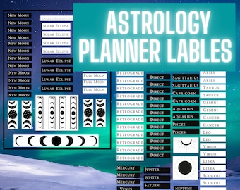Afdrukbaar astrologisch label, scrapbooking, je eigen stickers afdrukken, afdrukbaar papier