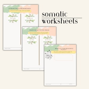 Somatic Therapy Worksheets , Therapy Activities, Counseling Tools, Mental Health