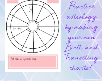 Afdrukbaar astrologisch wiel, sjabloon geboortekaart Natal (digitale download)