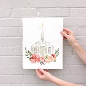 Ogden, Utah Temple Watercolor, LDS artwork