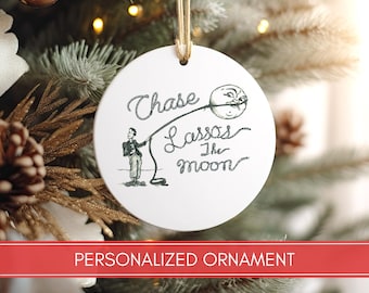 Bedford Falls Personalized Christmas Ornament, It&#39;s a Wonderful Life, Nostalgic Christmas Ornament, George Lassos the Moon, Ornament Name
