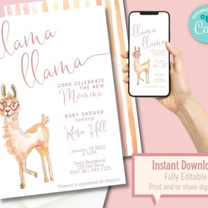 Llama Llama, Come Celebrate the New Momma Baby Shower Digital Invite