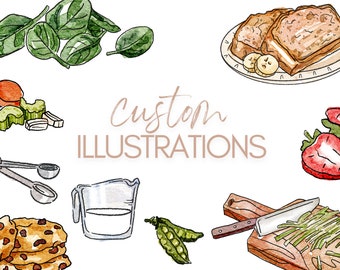 Recipes Custom Illustrated Recipe, Painted Recipe Illustrations