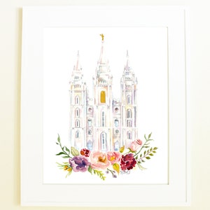 Salt Lake City LDS Temple Watercolor (SLC, Utah), SLC temple